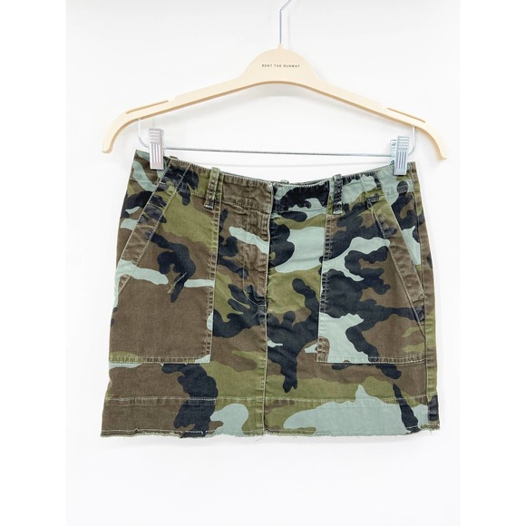 Nili Lotan Ilona Army Green Camo Printed Cotton Twill Mini Skirt Size 2 - Picture 2 of 5